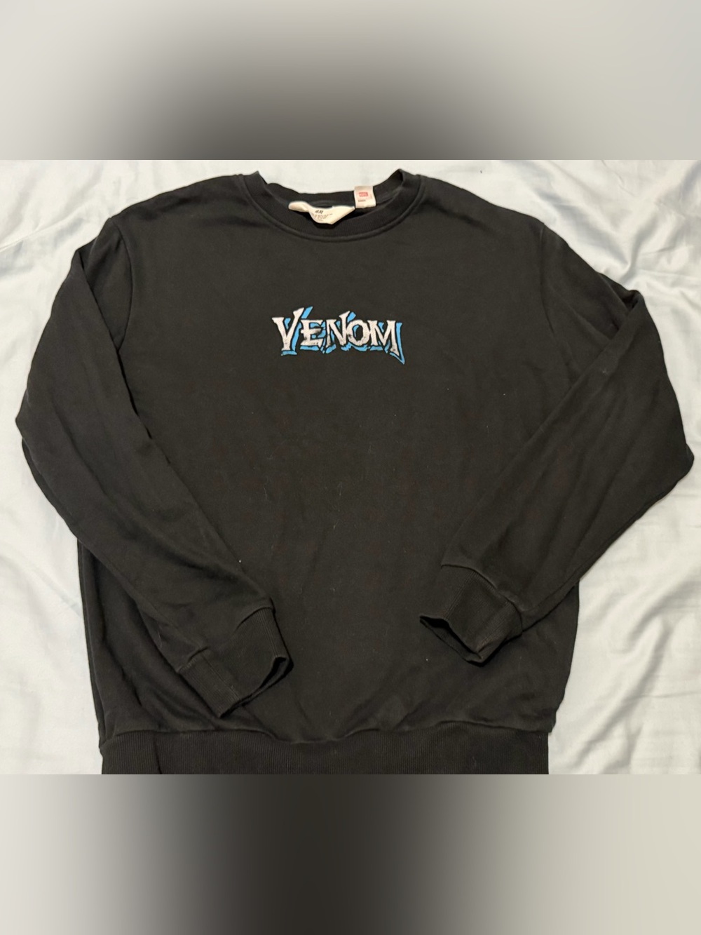 Marvel Black Venom Long Sleeve Tee with Blue Logo